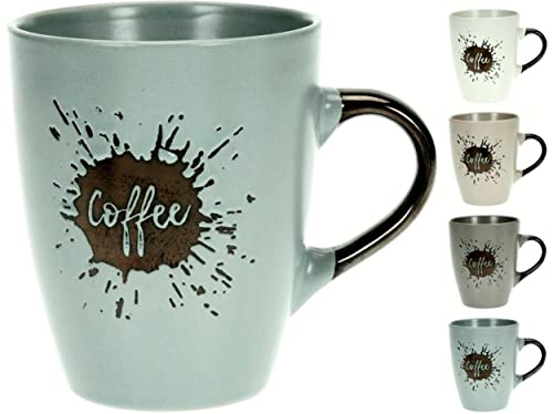 4er Tassen-Set aus Keramik, 320ml, 4x Kaffee-Tasse Kaffee-Becher, grau braun beige blau von Koopman International