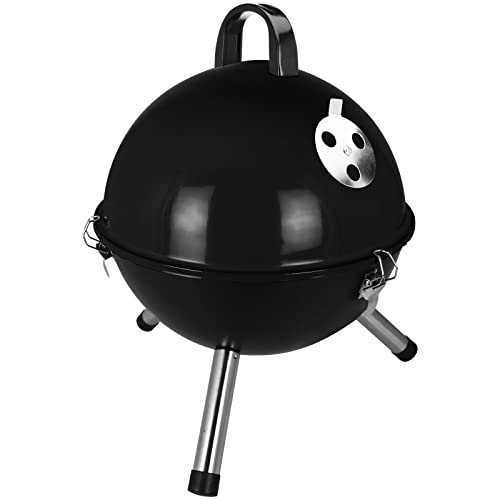 BBQ Mini Kugelgrill mit Farbwahl Standgrill Holzkohlegrill klein Campinggrill Festival Grill Barbecuegrill (Black) von Koopman