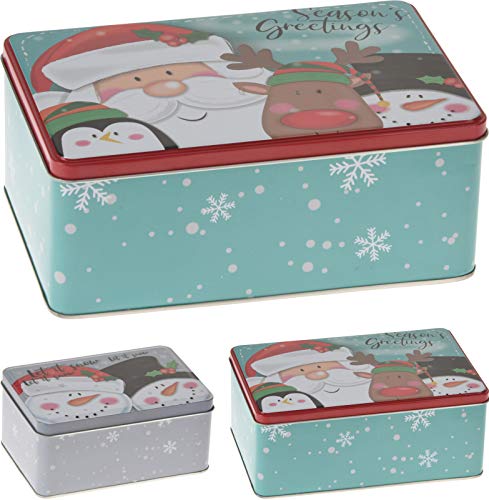 Gebäckdosen Santa Christmas Plätzchendosen Blechdosen Set 3-tlg. rechteckig von Koopman International