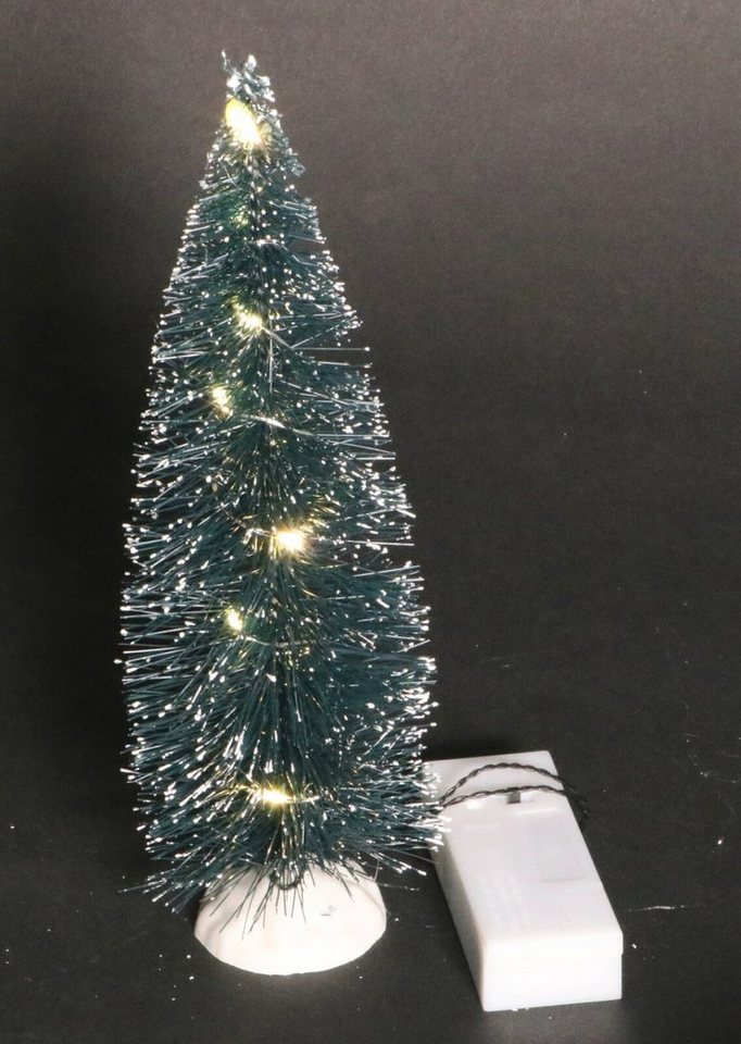 Koopman Künstlicher Weihnachtsbaum Deko Schneetanne 22cm mit LED Lichterkette - Lichterkette: warmweiß von Koopman