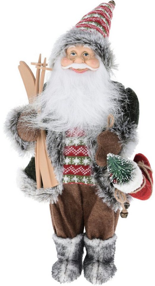 Koopman Weihnachtsfigur Braun (1 St), Weihnachtsmann, Kunststoff, 43 cm, Farbe: Braun - Skier von Koopman