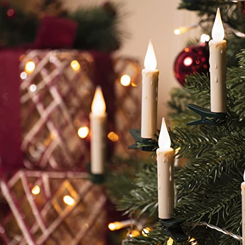 30er LED Kerzen mit Batterien, Fernbedienung (Timer, Dim+-. 4 Programm), IP64 Wasserdichte Kerzenlichter Flammenlose Weihnachtskerzen für Weihnachtsbaum, Hochzeit, Geburtstags, Party-Warmes Weiß von Koopower
