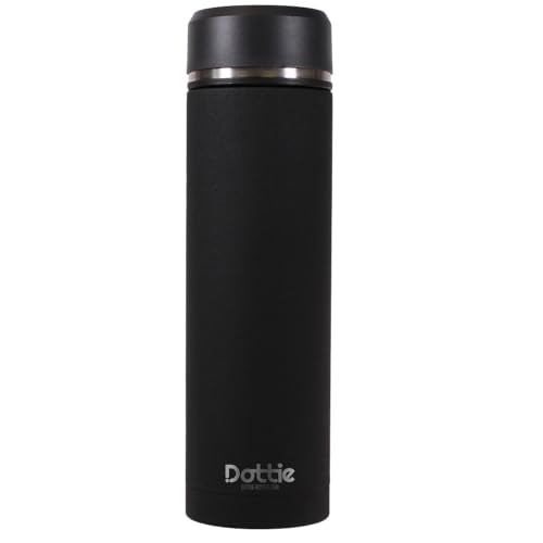 Dottie Bottle "Lilly" Thermosflasche aus Edelstahl - schwarz - 450 ml, nur 260g - mit Trinkaufsatz - Auslaufsichere Trinkflasche, Isolierflasche von Kopierladen Karnath GmbH