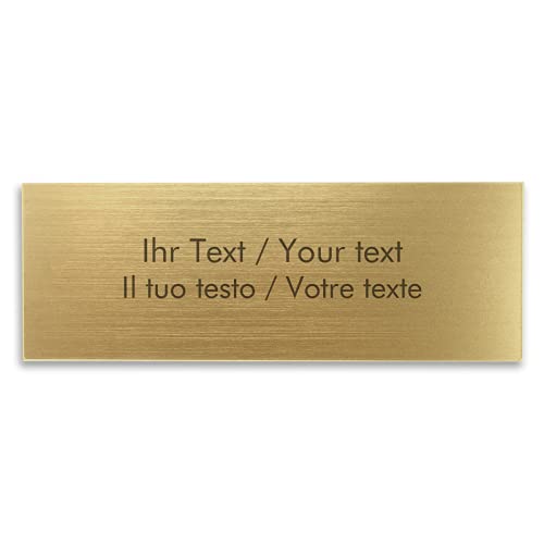 Namensschild mit Ihrem Wunschtext gravieren, rechteckiges Acrylschild in Messing-Optik – 250 x 90 mm, gold-metallic - Türschild - Gravurschild von Kopierladen Karnath GmbH