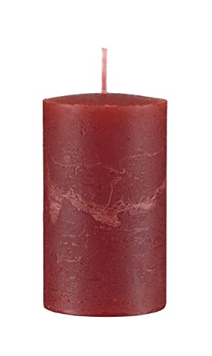 Kopschitz durchgefärbte Rustica Kerze, Stumpenkerzen Rot, 10 x 5 cm, 1 Stück, rußarm, tropffrei von Kopschitz
