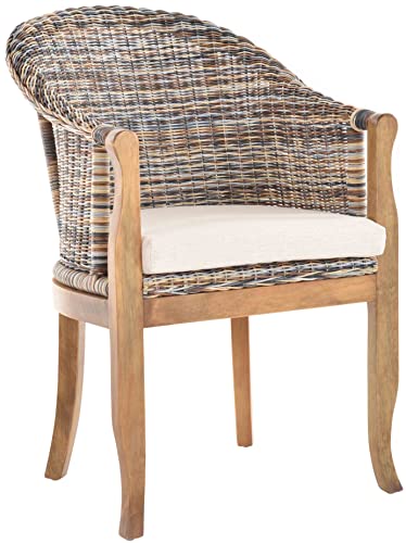 korb.outlet Rattan-Sessel mit Holzbeinen, Sessel aus echtem Rattan - Rattanstuhl Club (Mehrfarbig, mit Polster) von Korb-Outlet