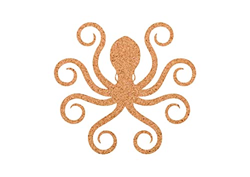 Oktopus als Pinnwand aus Kork XXL ca. 55x55 | Umriss Oktopus zum Pinnen und als Wanddeko | Tolle CORKWORLD | Detailgenau & Hochwertig von Kork-Deko