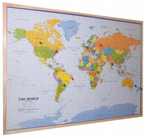 Korkpinnwand Weltkarte - Holzrahmen - 60 x 90 cm von Korkonline