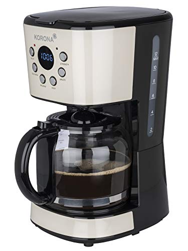 Korona 10666 Retro-Kaffeemaschine | Crème | 1,5 Liter | Filterkaffeemaschine | LCD-Display | Timer | Kaffeeautomat inkl. Permanentfilter von Korona
