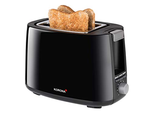 Korona 21130 Toaster | 2-Scheiben-Toaster mit Brötchenaufsatz | Auftau- und Aufheizfunktion | 7 Bräunungsstufen | 750 Watt | Schwarz von Korona