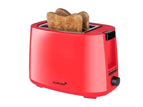 Korona 21132 Toaster | 2-Scheiben-Toaster mit Brötchenaufsatz | Auftau- und Aufheizfunktion | 7 Bräunungsstufen | 750 Watt | Rot von Korona