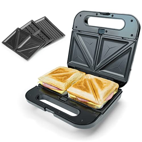 Korona 47018 XXL-Sandwichmaker 3 in 1 | Wechselbare Platten mit Antihaftbeschichtung | Sandwichplatte, Grillplatte, Belgische Waffelplatte | Einfach zu reinigen | 800 Watt max. von Korona