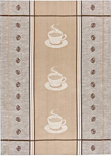 KRACHT, Jacquard Geschirrtuch, Halbleinen, Espresso, beige, Format 50x70cm von Kracht seit 1810