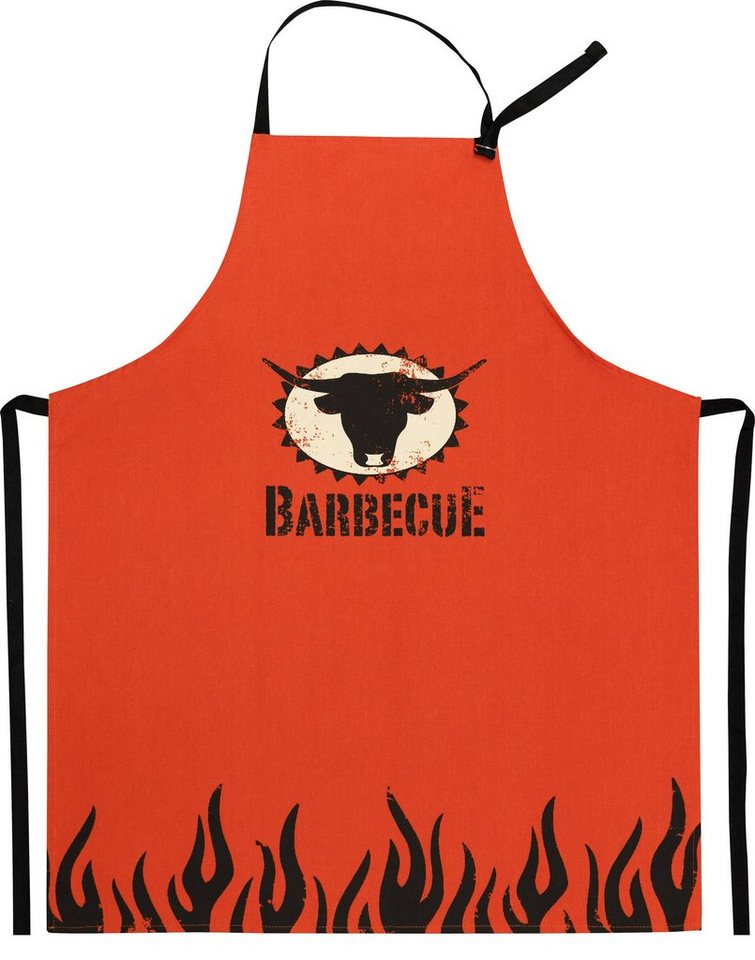 Kracht Kochschürze Barbecue, (Set, 1-tlg., Set), Nackenband und aufgesetzte Tasche ca.70x90cm Baumwolle von Kracht