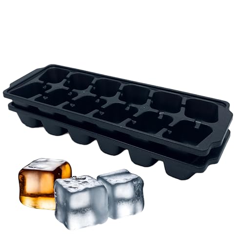Eiswürfelform (2 x 12er Form für Eiswürfel) - Ice Cube Tray aus rissfestem Kunststoff (gute Alternative zu Silikon) - Große Eiswürfelformen zum Einfrieren von leckeren Früchten für Cocktails von Kreated