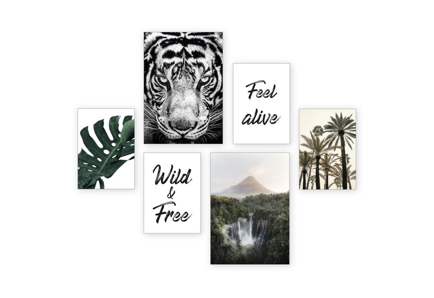 Kreative Feder Poster Wild, Natur (Set, 6 St), 6-teiliges Poster-Set, Kunstdruck, Wandbild, Posterwand, Bilderwand, optional mit Rahmen, WP550 von Kreative Feder