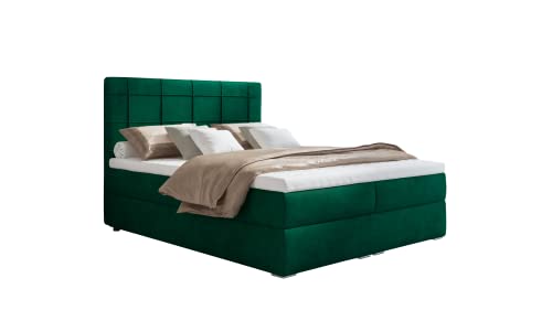 MOONB- 3 | Bari Boxspringbett 180x200, Doppelbett, boxspringbett bett mit bettkasten, Bonell-Matratze und Topper, Doppelbett, Polsterbett mit bettkasten, Schlafzimmer (180 x 200, Grün) von Kreative Furniture & Design