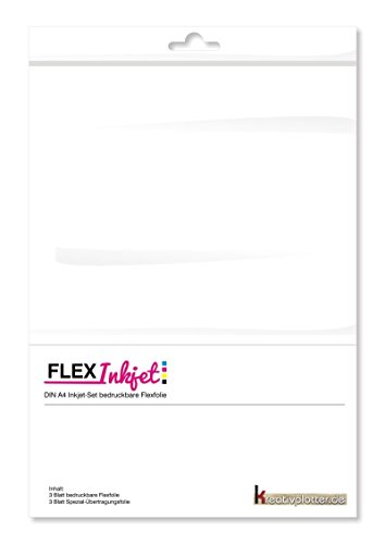Flex-Inkjet 3er Set bedruckbare Flexfolie weiß in DIN A4 von Kreativplotter