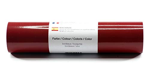 Kreativplotter Selbstklebende Plotterfolie Vinylfolie 21 cm x 3 m glänzend 39 Farben zur Auswahl, Farbe:135 Bordeaux von Kreativplotter