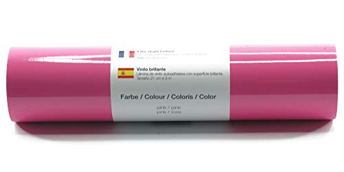 Kreativplotter Selbstklebende Plotterfolie Vinylfolie 21 cm x 3 m glänzend 39 Farben zur Auswahl, Farbe:141 Pink von Kreativplotter