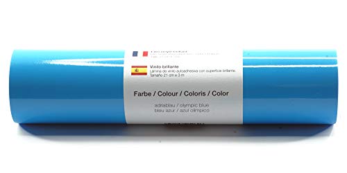 Kreativplotter Selbstklebende Plotterfolie Vinylfolie 21 cm x 3 m glänzend 39 Farben zur Auswahl, Farbe:158 Adriablau von Kreativplotter