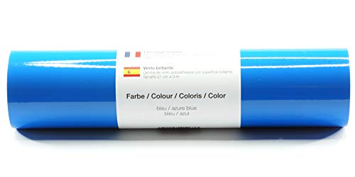 Kreativplotter Selbstklebende Plotterfolie Vinylfolie 21 cm x 3 m glänzend 39 Farben zur Auswahl, Farbe:159 Blau von Kreativplotter