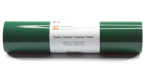 Kreativplotter Selbstklebende Plotterfolie Vinylfolie 21 cm x 3 m glänzend 39 Farben zur Auswahl, Farbe:183 Waldgrün von Kreativplotter