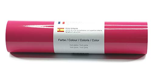 Kreativplotter Selbstklebende Plotterfolie Vinylfolie 21 cm x 3 m glänzend 39 Farben zur Auswahl, Farbe:189 Hot-Pink von Kreativplotter