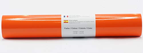 Kreativplotter Selbstklebende Plotterfolie Vinylfolie 30,5 cm x 3 m glänzend 39 Farben zur Auswahl, Farbe:120 Orange von Kreativplotter