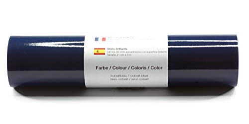 Selbstklebende Plotterfolie Vinylfolie 21 cm x 3 m glänzend 39 Farben zur Auswahl, Farbe:173 Kobaltblau von Kreativplotter