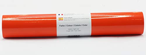 Kreativplotter Selbstklebende Plotterfolie Vinylfolie 30,5 cm x 3 m glänzend 39 Farben zur Auswahl, Farbe:129 Hellrot von Kreativplotter