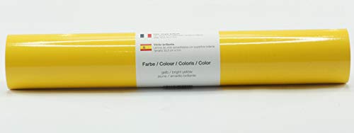 Selbstklebende Plotterfolie Vinylfolie 30,5 cm x 3 m glänzend 39 Farben zur Auswahl, Farbe:112 Gelb von Kreativplotter