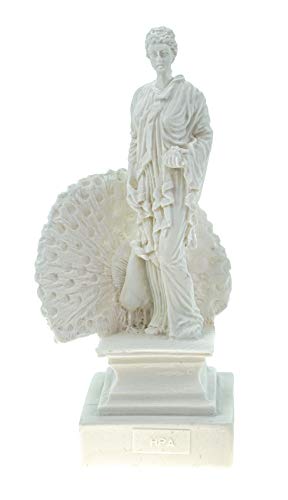 Kremers Schatzkiste Alabaster Deko Figur Hera mit Pfau 16 cm Skulptur weiß Replik griechische Götter von Kremers Schatzkiste