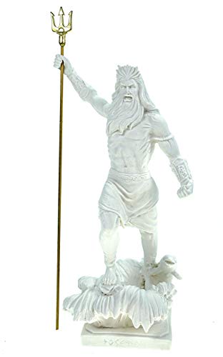 Kremers Schatzkiste Alabaster Figur Poseidon mit Dreizack Gott des Meeres 22 cm weiß Glück Meer von Kremers Schatzkiste