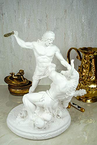 Kremers Schatzkiste Alabaster Figur Theseus im Kampf mit dem Minotaurus 29 cm Skulptur weiß Kreta von Kremers Schatzkiste