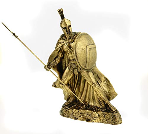 Kremers Schatzkiste Alabaster Leonidas mit Speer und Schild König von Sparta Figur 32 cm goldfarben von Kremers Schatzkiste