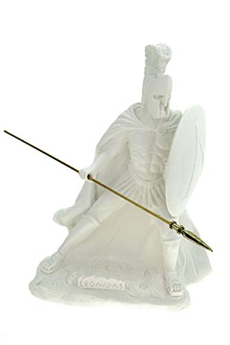 Kremers Schatzkiste Alabaster Leonidas mit Speer und Schild König von Sparta Figur Skulptur 29 cm weiß von Kremers Schatzkiste