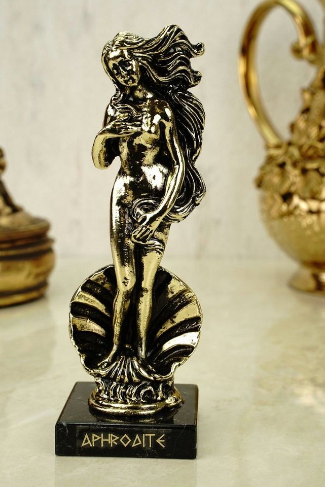 Kremers Schatzkiste Dekofigur Metall Figur Aphrodite nach Boticcelli 15 cm gold glänzend von Kremers Schatzkiste