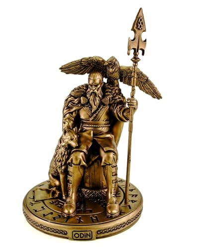 Kremers Schatzkiste Odin Figur Nordische Mythologie Alabaster Bronzefarben 24 cm von Kremers Schatzkiste