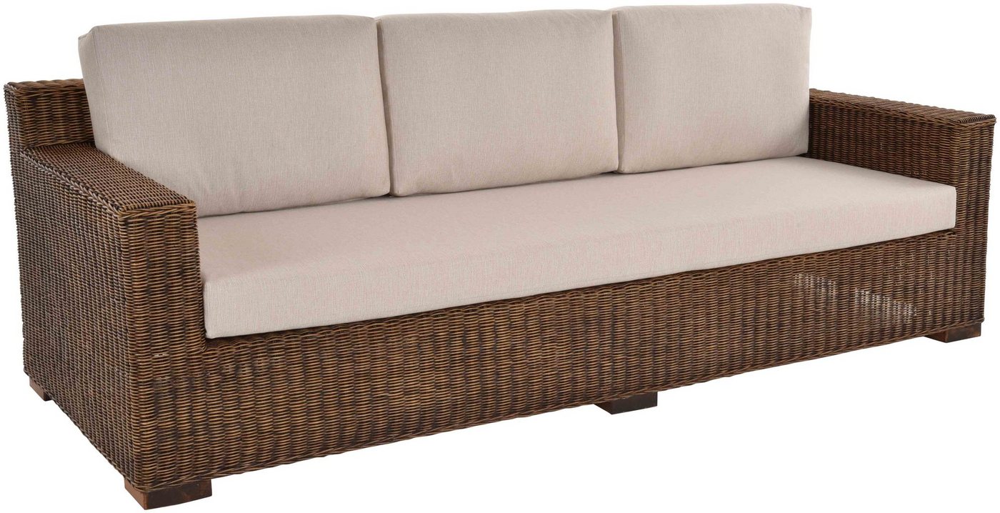 Krines Home Loungesofa Modernes Rattansofa Vermont Wohnzimmer Rattan Sofa (Dreisitzer, 220cm), Indoor, Rattanmöbel von Krines Home