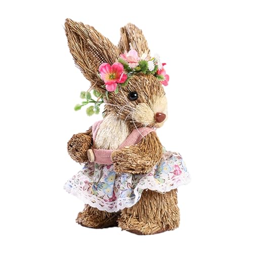 Krujecnt Ostern Strohhasen, Ostern Dekorationen Hase, Strohhase Figur Tischdekoration, Ostern Kaninchen Statue Frühling Home Decor Für Tisch Büros Küche Bauernhaus Hochzeit Ornament von Krujecnt