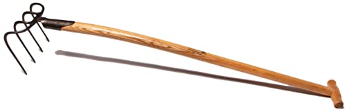 Dunghacke mit Federdülle, 210x220x185 mm, 4 Zinken und lackiertem 110cm Eschen-T-Stiel von Krumpholz