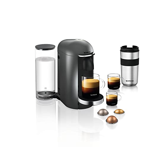 Nespresso Krups XN900T Vertuo Plus Kaffeekapselmaschine | 5 verschiedene | kleine Kapsel für Espresso | 1,7 l Wassertankkapazität | Titanium/Edelstahl von Nespresso