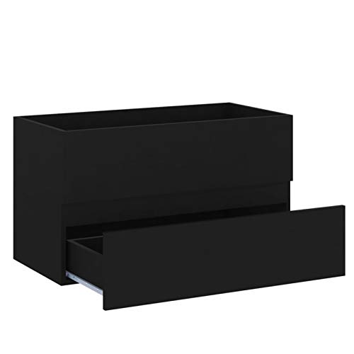 Ksodgun Waschbeckenschrank Wandhängend Badezimmer Waschtischunterschrank Waschbecken Schubladen Aufbewahrungsschrank Möbel - 80x38.5x45 cm Schwarz von Ksodgun