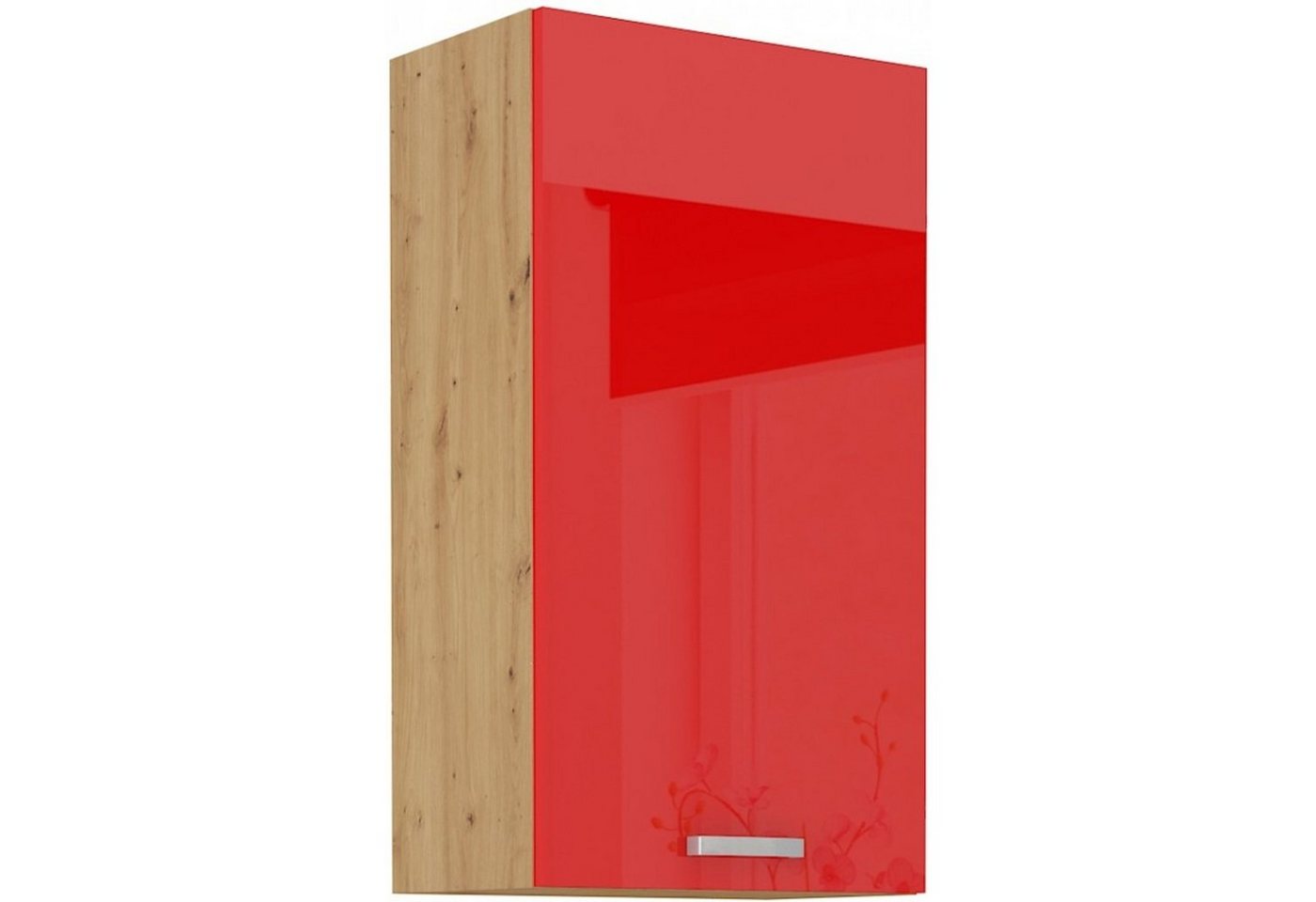 Küchen-Preisbombe Hängeschrank 50 cm Eiche Artisan + Rot Hochglanz Küchenzeile Küchenblock Küche von Küchen-Preisbombe