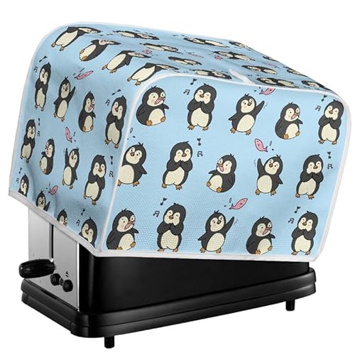 Kuiaobaty Kawaii Pinguine Toaster Abdeckungen 4 Scheiben Staubschutz, Cartoon Pinguin Fisch Toaster Taschen, Blau Schutzhülle für Brotmaschine, (P58) von Kuiaobaty