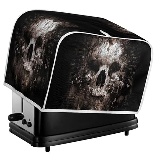 Kuiaobaty Toaster-Maschinen-Abdeckung, Gothic-Totenkopf-Druck, schwarz, universelle staubdichte Abdeckung für 2-Scheiben-Toaster, kleine Geräteabdeckungen von Kuiaobaty