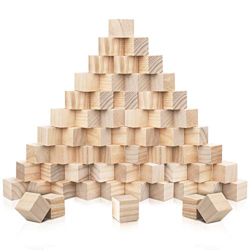 Kurtzy Kleine Holzwürfel Blanko (60er Pack)2 x 2 x 2 cm Würfel Holz - Natur Belassene Kiefer Blanko Holzwürfel - Spielsteine und Würfel zum Basteln, DIY Stempel, Puzzle & Nummern-Holzklötze Bausteine von Kurtzy