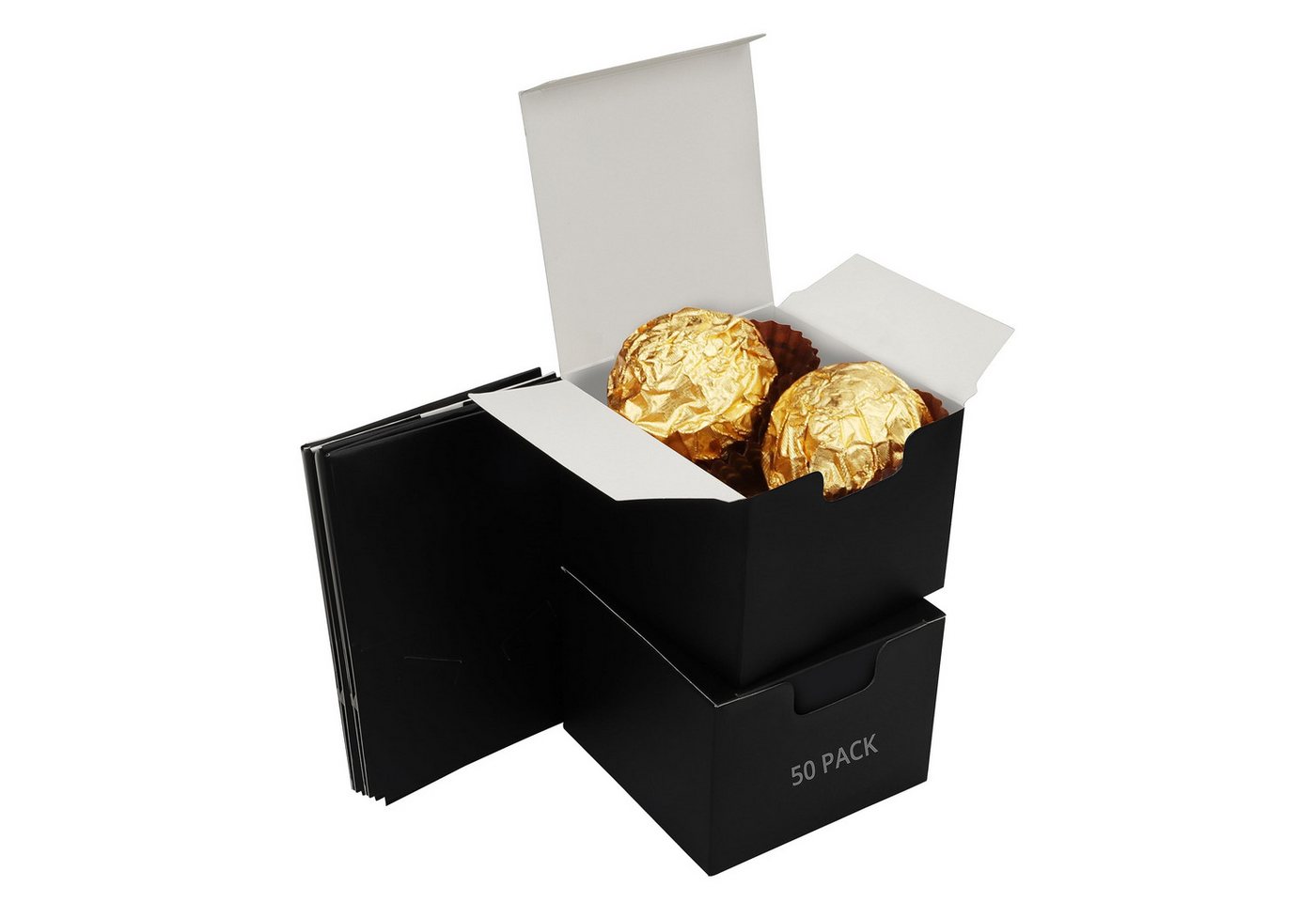 Kurtzy Geschenkbox Schwarze Geschenkbox mit Deckel (50er Pack) - 5x5x5 cm, Black Gift Box with Lid (50 Pack) - 5x5x5 cm von Kurtzy