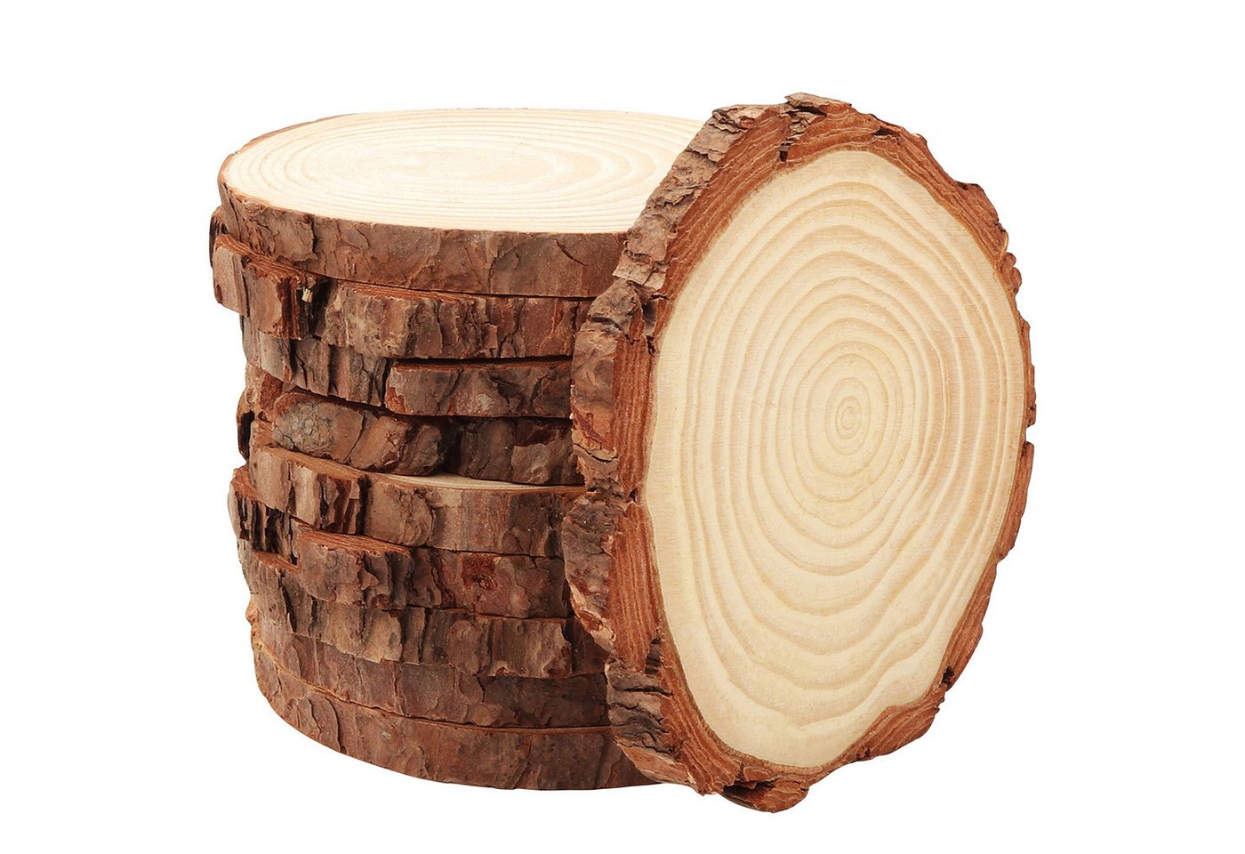 Kurtzy Streudeko 10er Set Holzscheiben 10cm - Rustikales Deko-Holz, Rustikale Holzscheiben 10 Stück 10cm Durchmesser von Kurtzy